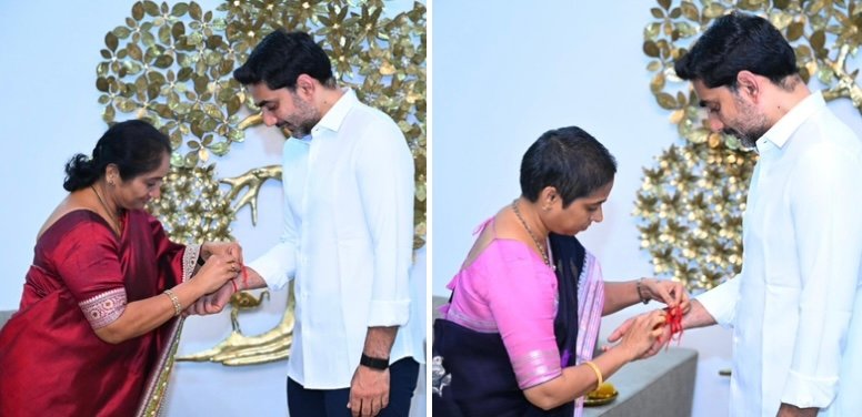మంత్రి లోకేష్కు రాఖీ కట్టిన మంత్రి సవిత, ఎమ్మెల్యే గళ్లా మాధవి