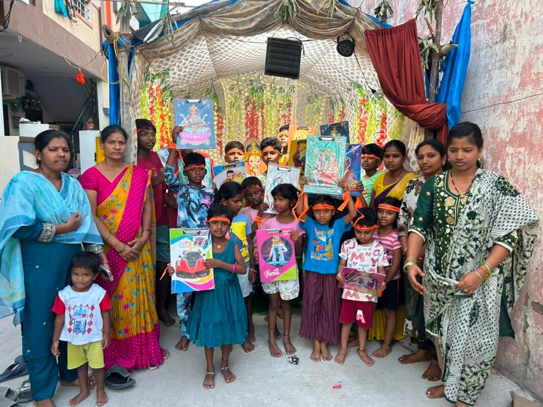 గణేష్ చందా డబ్బులతో బాలలకు పరీక్షా సామగ్రి పంపిణీ
