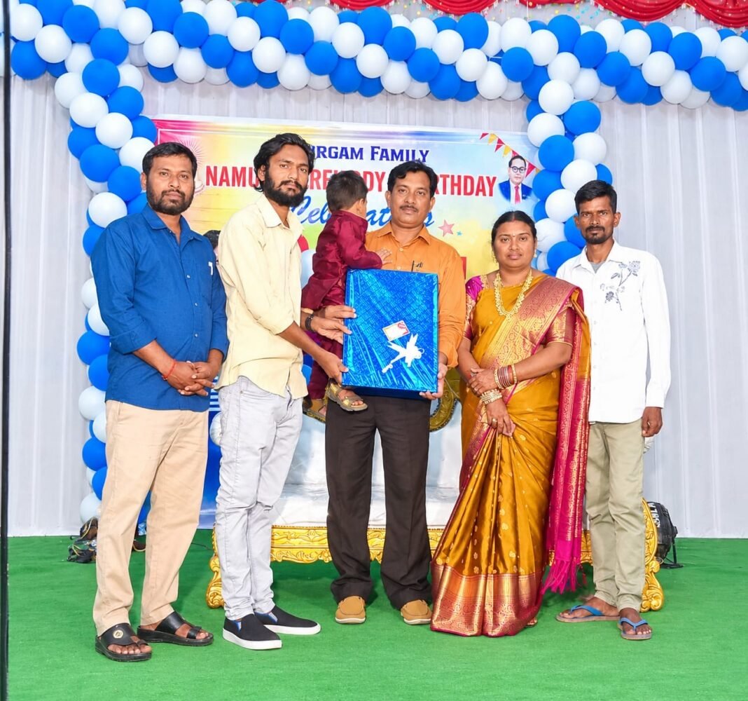 మణిదీప్ జన్మదిన &నామకరణ వేడుకల్లో డాక్టర్ బీఆర్ అంబేద్కర్ చిత్రపటం బహూకరణ